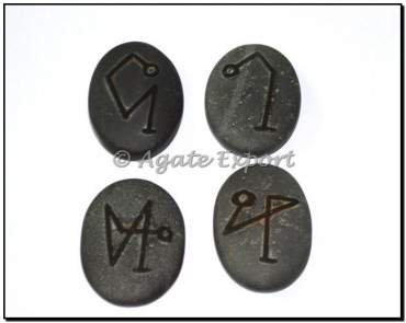Black Agate Embossed Engraved Arch Reiki Sets