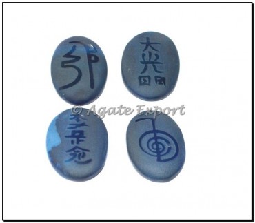 Blue Onyx Usai Embossed Engraved Reiki Sets