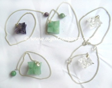 Mix Gemstone Merkaba Star Pendulums