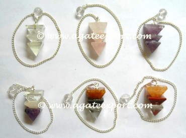 Mix Gemstone 3 Pcs Pyramids Pendulums