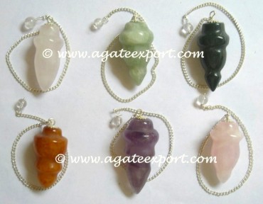 Mix Gemstone Carved Pendulums