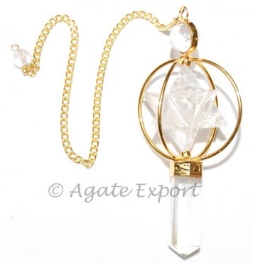 Crystal Mercaba Star Golden Plated Pendulum
