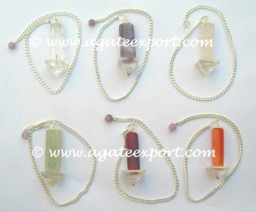 Mix Gemstone Pencil-Pyramids Pendulum