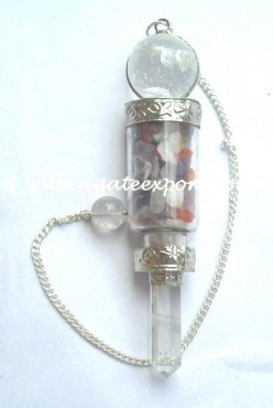 Bottle With Gemstone Chips Pendulums