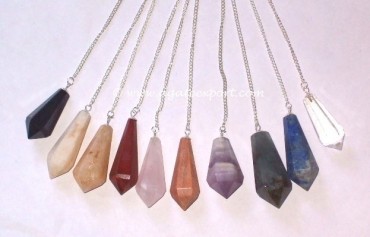 Gemstone 6 Faceted Point Pendulums.