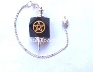 Black Agate Pentagram Pendulums