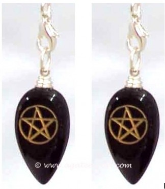 Black Agate Drop Carved Pendulums