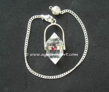 Crystal Quartz With Garnet Pendulums