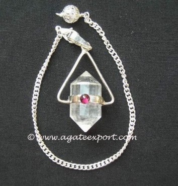 Crystal Quartz With Garnet Pendulums