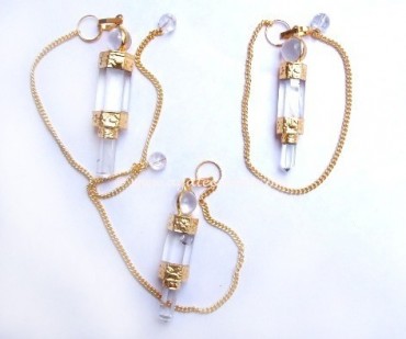 Crystal Quartz Golden Plated 3Pcs Pendulums.