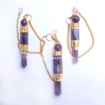Amethyst Golden Plated 3Pcs Pendulums.