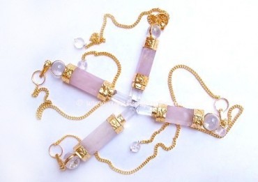 Rose Quartz Golden Plated 3Pcs Pendulums.