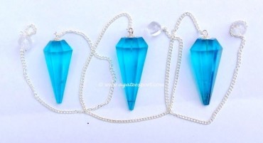 Dyed Crystal Aqva Aura 6 Faceted Pendulums.
