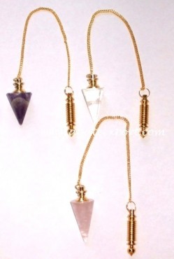 Mix Gemstone Cone With Metal Pendulums.