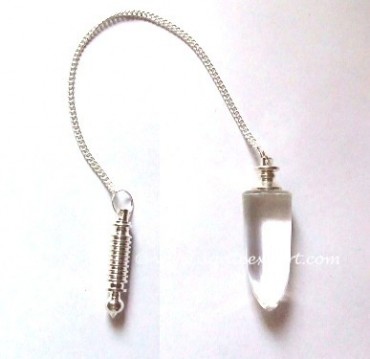 Crystal Quartz Cone With Metal Pendulums.