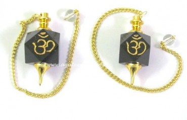 Black Agate Om Pendulums.