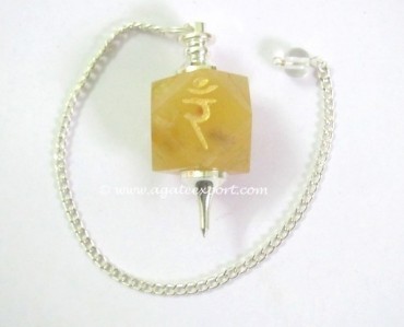 Yellow Quartz Chkara Sanskrit Pendulum.