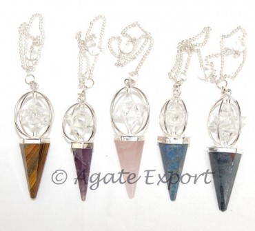Mix Gemstones Merkaba Star Pendulums