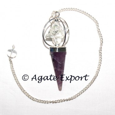 Amethyst- Crystal Quartz Merkaba Pendulums