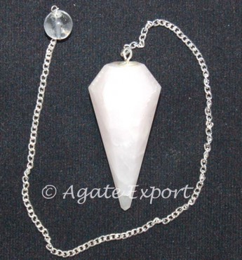 Rose Quartz 6 Faceted Pendulums