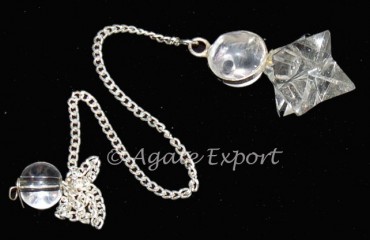 Crystal Quartz  6 Faceted Pendulums