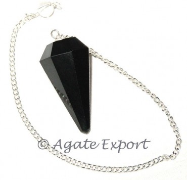 Black Agate  6 Faceted Pendulums