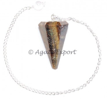 Tiger Eye 6 Faceted Cone Pendulums