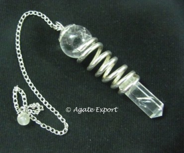 Crystal Quartz Spiral Pendulum