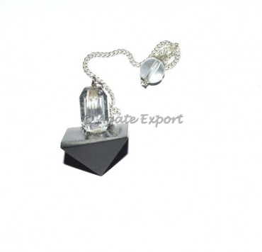 Crystal Quartz With Black Agate Pyramid
