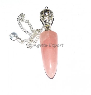Rose Quartz Bullet Brass Pendulum