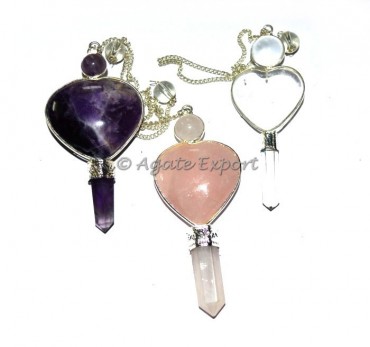 Mix Gemstone Hearts Pendulum