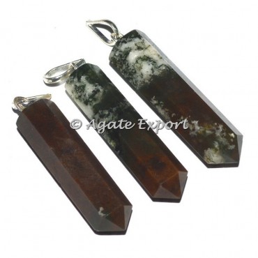 Pink Moss agate Pencil Pendants