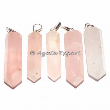 Rose Quartz Pencil Pendants