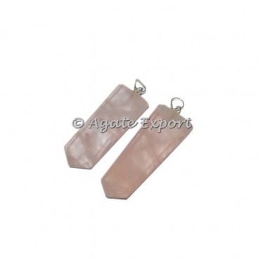 Rose Quartz Flat Pencil Pendants
