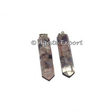 Rose Quartz-Amethyst Orgonite Pencil Pendant