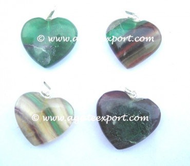 Multi Fluorite Hearts Pendants.