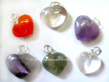Mix Agate Small Hearts Pendants.