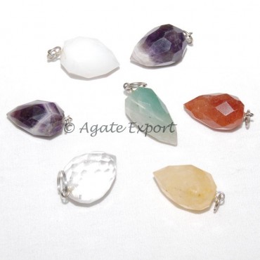 Mix Gemstone Faceted Drop Pendants