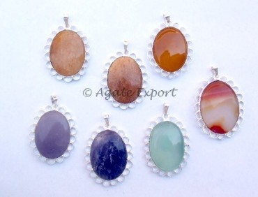 Mix Agate Oval Pendants
