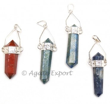 Gemstones Double Point Pendants