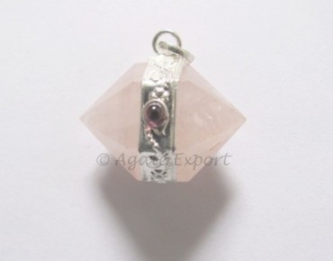 Rose Quartz Pendant With Garnet