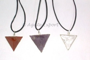 Pyramids Pendants With Lather Cord