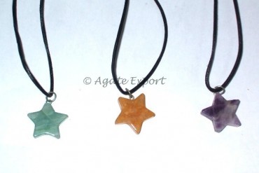 Mix Gemstone Star With Lather Cord