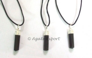 Black Tourmaline Pendant With Leather Cord