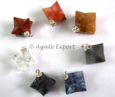 Mix Gemstone Merkaba Star pendants