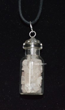 Indian Crystal Quartz Chips Bottle Pendant