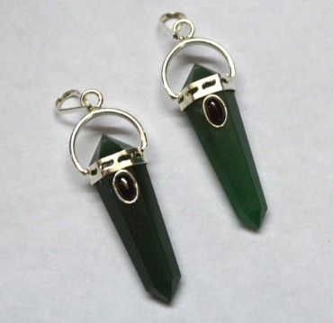 Green Jade Double Point Pendants