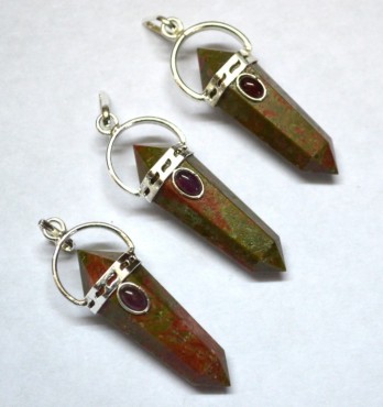 Unakite Double Point Pendants