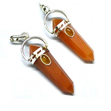 Double Point Peach Aventurine Pendants