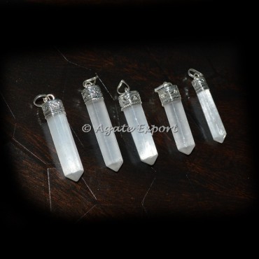 White Selenite Pencil Pendants